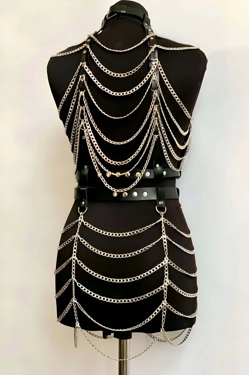 Festival Harness Outfit Black Vegan Leather and