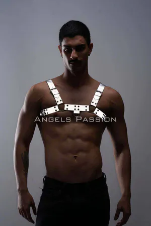 Karanlıkta Parlayan - Reflektörlü Erkek Göğüs Harness, Erkek Partywear - APFTM149