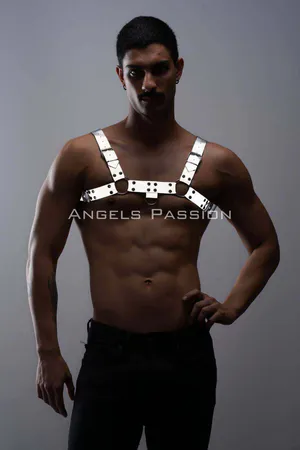Karanlıkta Parlayan - Reflektörlü Erkek Göğüs Harness, Erkek Partywear - APFTM149
