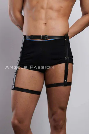 Black Faux Leather Thigh Harness Women Adjustable Buckle Straps