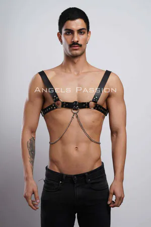 Erkek Gömlek Kemeri, Zincirli Göğüs Harness, Partywear, Clubwear - APFTM109