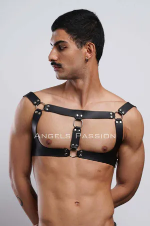 Erkek Parti Aksesuar, Clubwear, Deri Göğüs Harness, Erkek Fantezi Giyim - APFTM116
