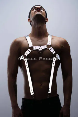 Reflektörlü (Karanlıkta Parlayan) Erkek Göğüs Harness, Reflektörlü Pantolon Askısı, Clubwear - APFTM23