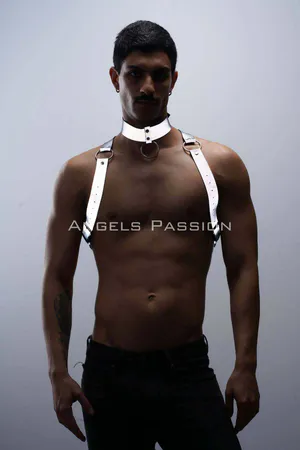 Karanlıkta Parlayan (Reflektörlü) Choker ve Göğüs Harness Takım, Clubwear - APFTM35