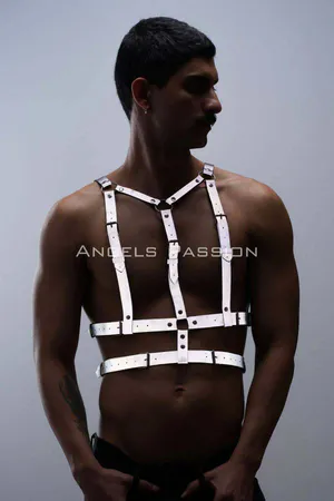 Reflektörlü (Karanlıkta Parlayan) Göğüs Harness, Clubwear, Tarz Erkek Vücut Aksesuar - APFTM40