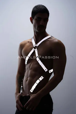 Reflektörlü (Karanlıkta Parlayan) Pantolon Askısı, Reflektörlü Clubwear, Göğüs Harness - APFTM84
