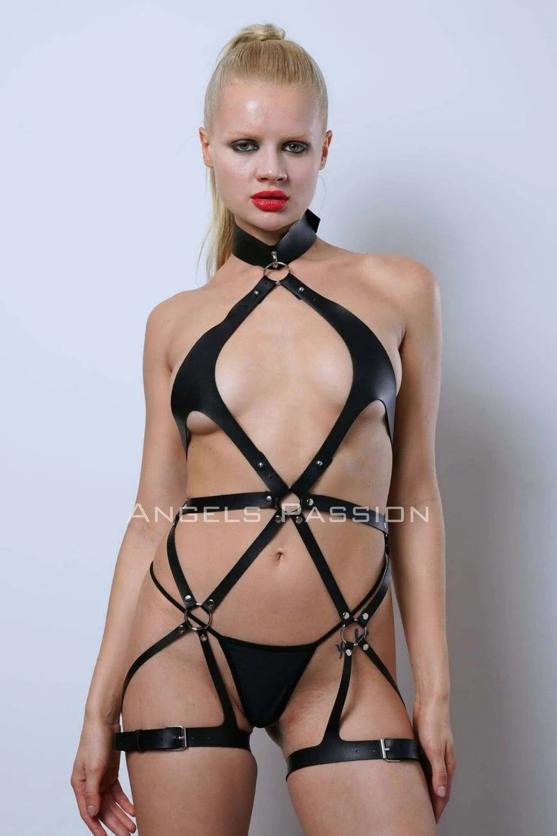 Festival black lingerie harness set with strappy