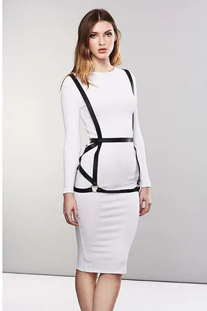 Seksi Deri Elbise Üzeri Deri Harness - APFT1390