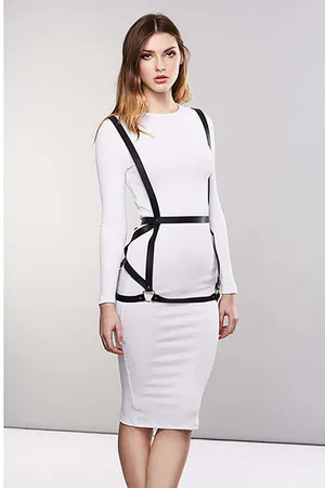 Seksi Deri Elbise Üzeri Deri Harness - APFT1390