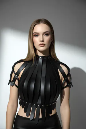 Crop Büstiyer Harness, Deri Göğüs Harness, Gömlek Üzeri Harness - APFT1257