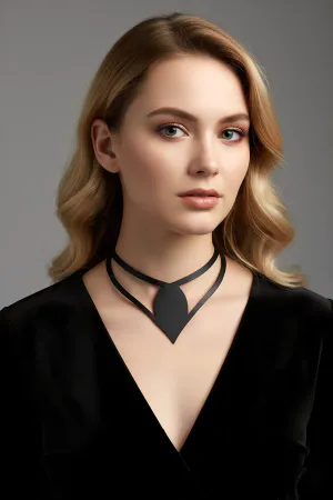 Damla Deri Choker, Deri Choker Kolye - APFT1411