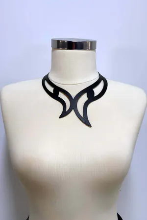 Deri Choker, Göz Detaylı Choker Kolye - APFT1412