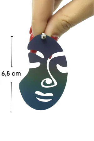 Rainbow Reflektörlü Soyut Kadın Yüzü Küpe, Şık Lazer Kesim Küpe - APBJ005