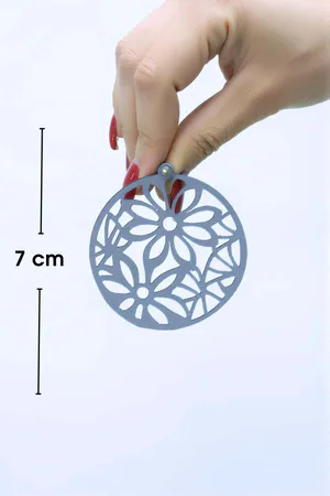 Beyaz Reflektörlü Çiçek Küpe, Şık Tasarım Lazer Kesim Küpe - APBJ023