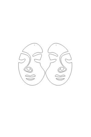 Siyah Soyut Kadın Yüzü Küpe, Şık Lazer Kesim Deri Küpe - APBJ005