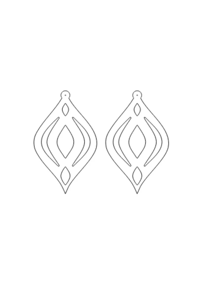 Black geometric motif cut drop earrings