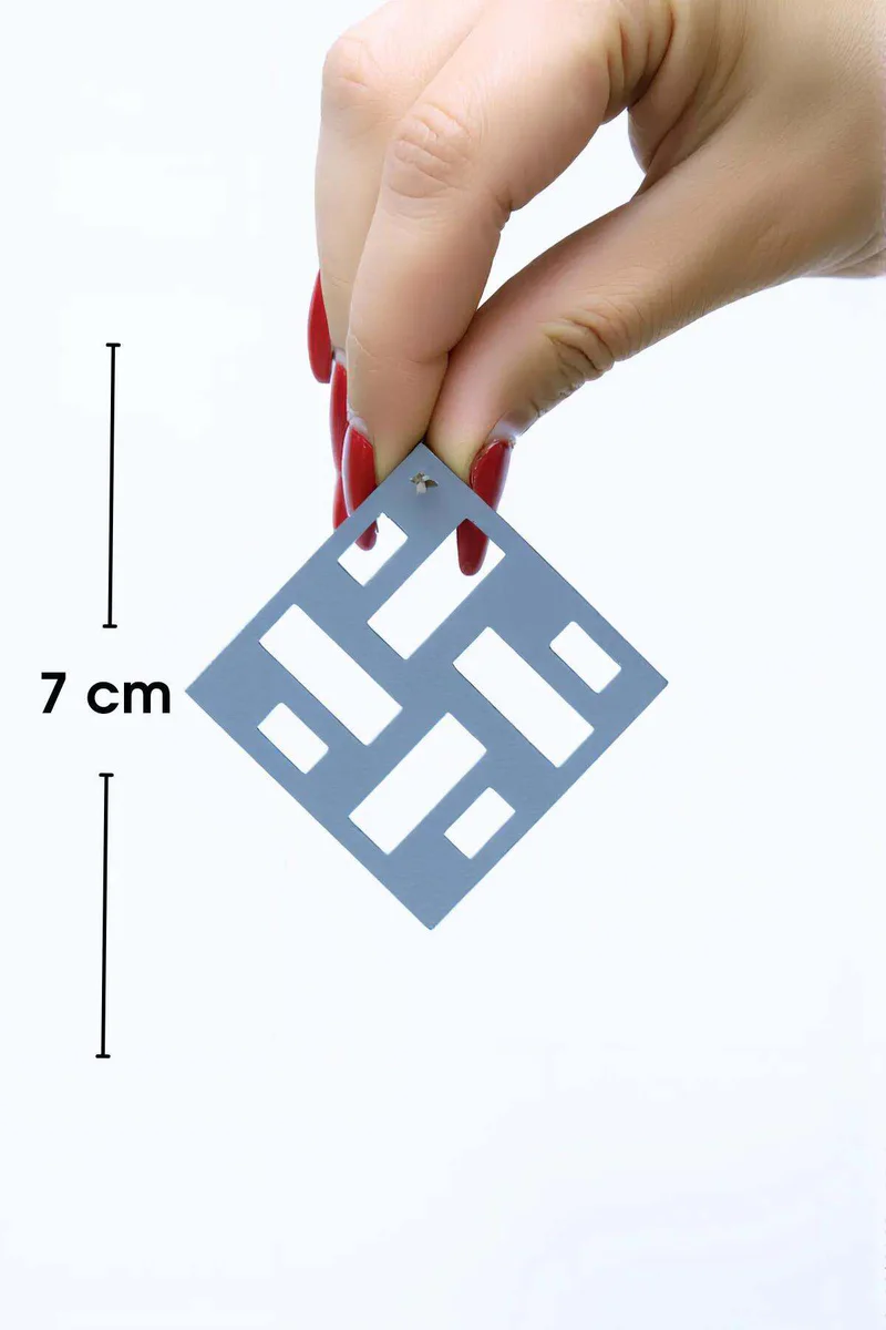 Laser-Cut Square Earrings Detail Reflective