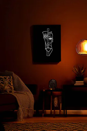 Abstract Face Reflektörlü Deri, Karanlıkta Işık Vurunca Yansıma Yapan Soyut Yüz