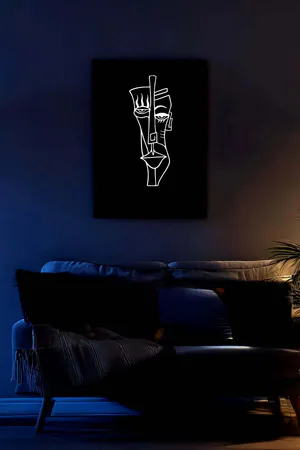 Abstract Face Reflektörlü Deri, Karanlıkta Işık Vurunca Yansıma Yapan Soyut Yüz