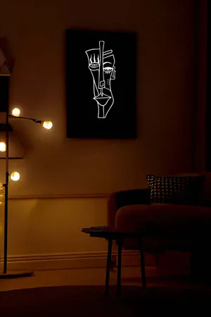 Abstract Face Reflektörlü Deri, Karanlıkta Işık Vurunca Yansıma Yapan Soyut Yüz