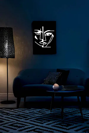 Karanlıkta Yansıyan Yüz, Reflektörlü Deri Abstract Face, Soyut Yüz