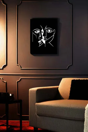 Deri Üzeri Reflektörlü Kübizm Soyut Yüzler, Karanlıkta Yansıyan Reflektörlü Tablo