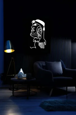 Minimalist Tek Çizgi Sanatı, Reflektörlü Deri Duvar Dekoru