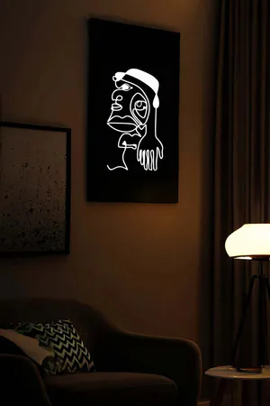 Minimalist Tek Çizgi Sanatı, Reflektörlü Deri Duvar Dekoru