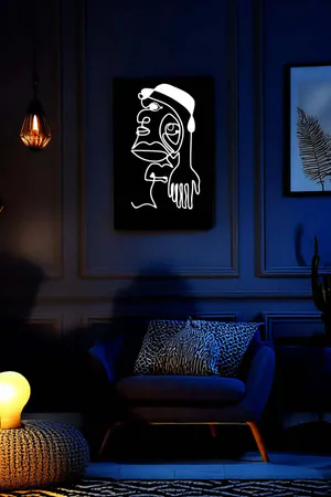 Minimalist Tek Çizgi Sanatı, Reflektörlü Deri Duvar Dekoru