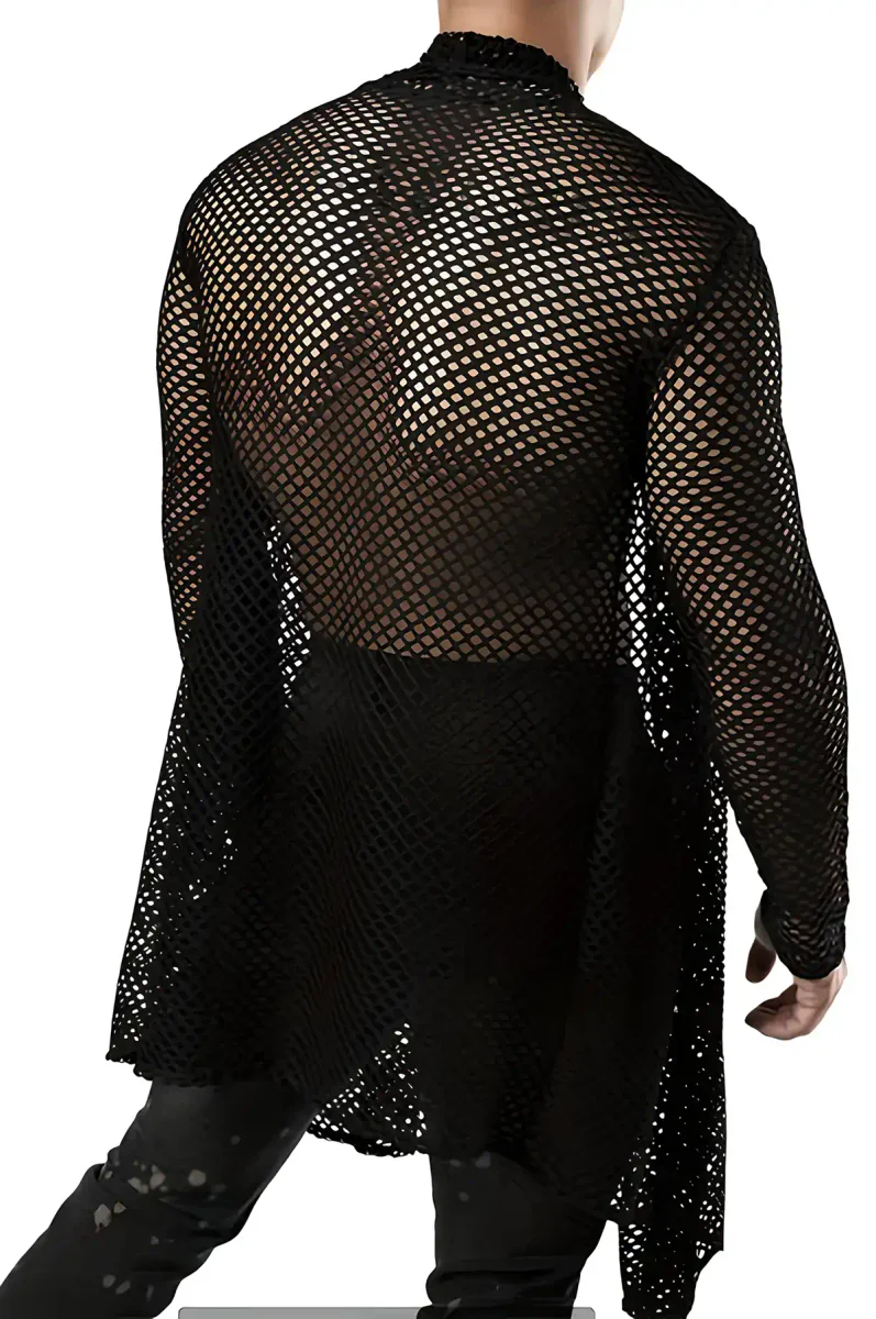 Long Sleeve Mesh Cardigan Close-Up Sheer Fabric Texture