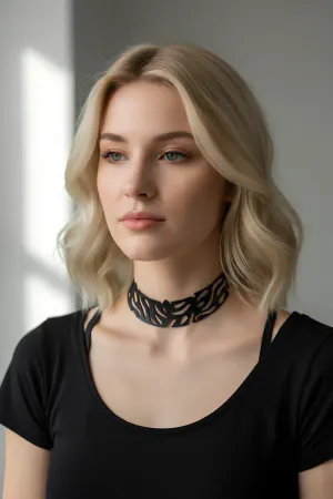 Lazer Kesim Deri Choker, Deri Kolye - APFT1427