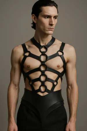 Sert Erkek Göğüs Harness, Tarz Deri Erkek Büstiyer - APFTM240