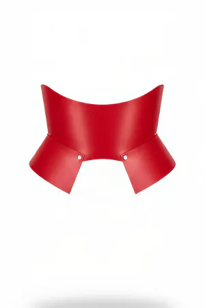Red Faux Leather Waspie Corset Belt Two Silver Studs