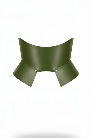 Olive Vegan Leather Underbust Sculptural Corset Belt Matte Finish