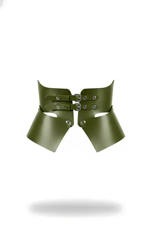 Olive Vegan Leather Underbust Sculptural Corset Belt Matte Finish