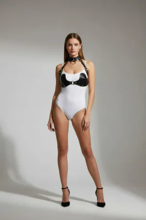 Siyah Göğüs Harness Deri Metal Halka Detaylı - APFT1226