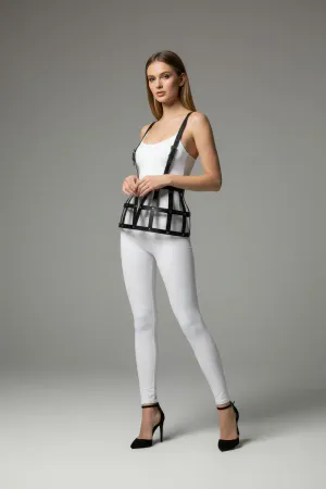 Siyah Etek Deri Bantlı Yapısal Kafes - APFT1252