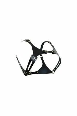 Black Vegan Leather Chest Harness Women Structured Adjustable Straps