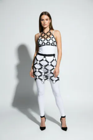 Siyah Etek Metal Halka Detaylı Etek Suni Deri Etek Kafes Yapılı - APFT1289