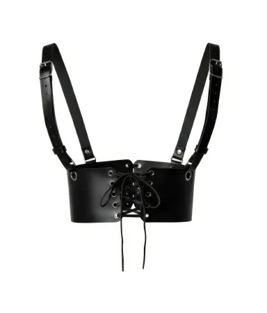 Black Faux Leather Underbust Corset Harness Adjustable Wide Straps