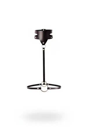 Black Faux Leather Single Thigh Harness with Wide Cuff and Silver O-Ring Details