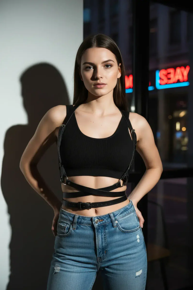 Adjustable body harness side profile