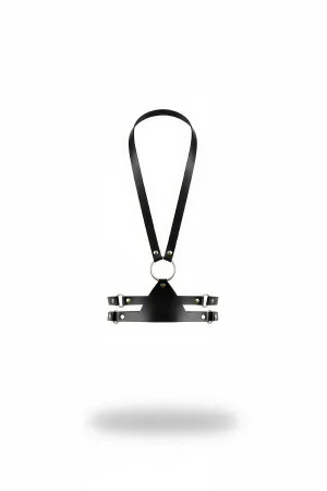 Black Faux Leather O-Ring Chest Harness Minimalist Design Silver Hardware