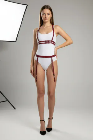 Bordo Harness Takım Deri Vücut Aksesuarı - APFT232