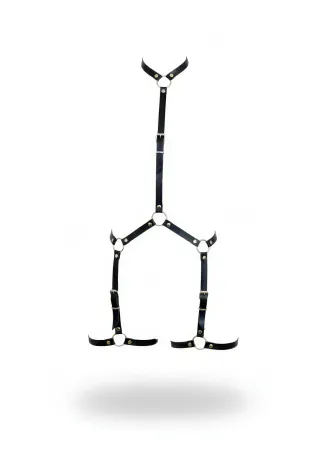 Siyah Body Harness Suni Deri Ayarlanabilir Bacak Detaylı - APFT234