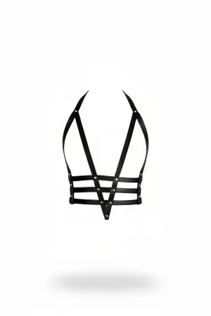 Black Faux Leather Chest Harness Bralette with Metal Studs