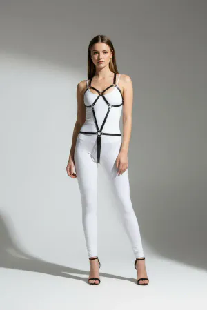 Siyah Body Harness Suni Deri Metal Halka Detaylı - APFT240