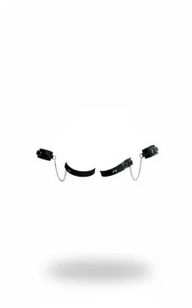 Black Faux Leather Cuffs with Chains and O-Rings
