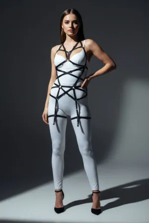 Siyah Body Harness Deri Çoklu İpli Vücut Aksesuarı - APFT348