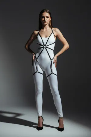 Siyah Kadın Body Harness Kafes Detaylı Tam Vücut Aksesuarı - APFT360